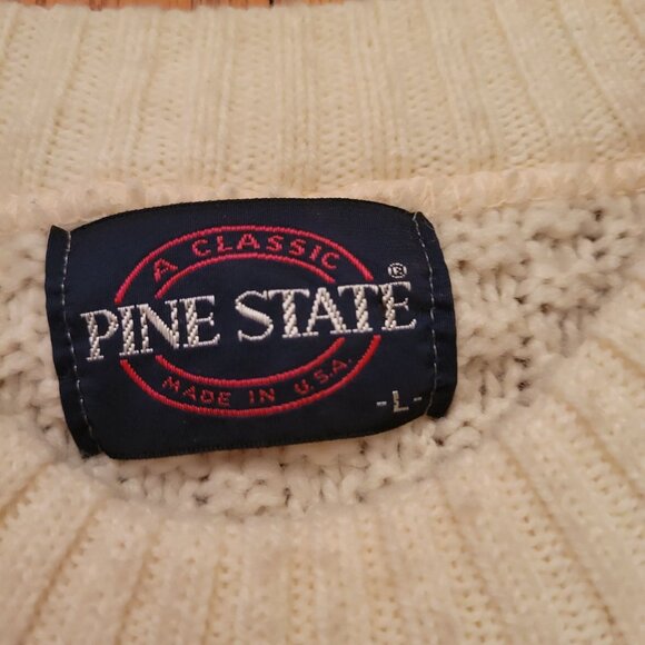 Pine State L Cream Chunky Knit Sweater‎ USA Vintage Grandpacore - Picture 2 of 6